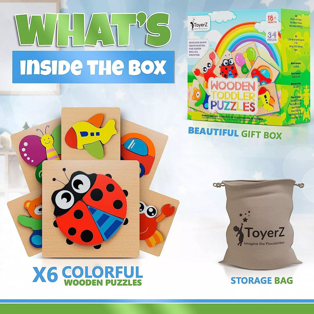 Wooden Puzzle Educational &amp; Learning Montessori Toy for Kids Babies 34pcs